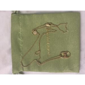 Tory Burch Gold Tone Chain Necklace with Signature Pendant